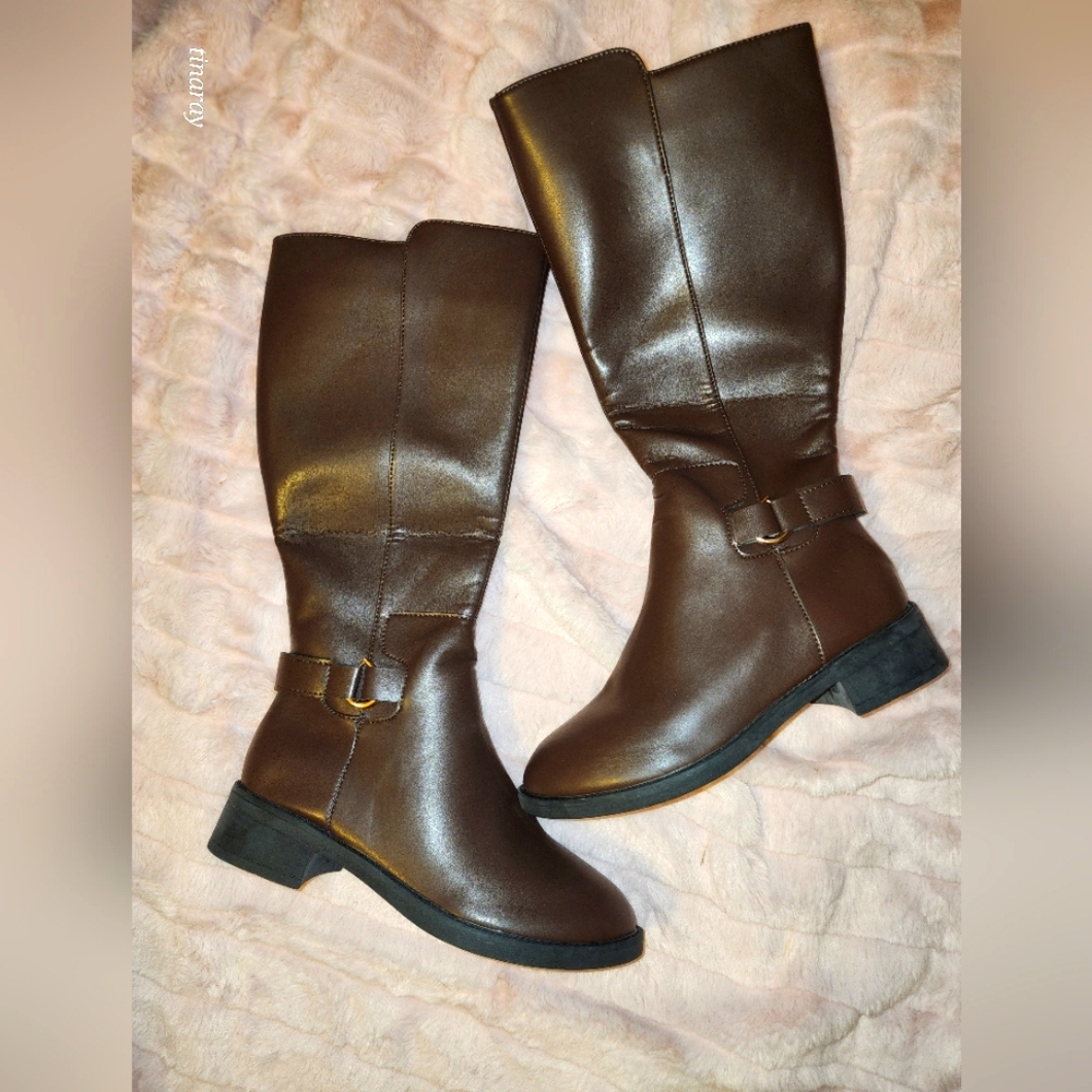 Brown Leather Knee-High Boots Nwot